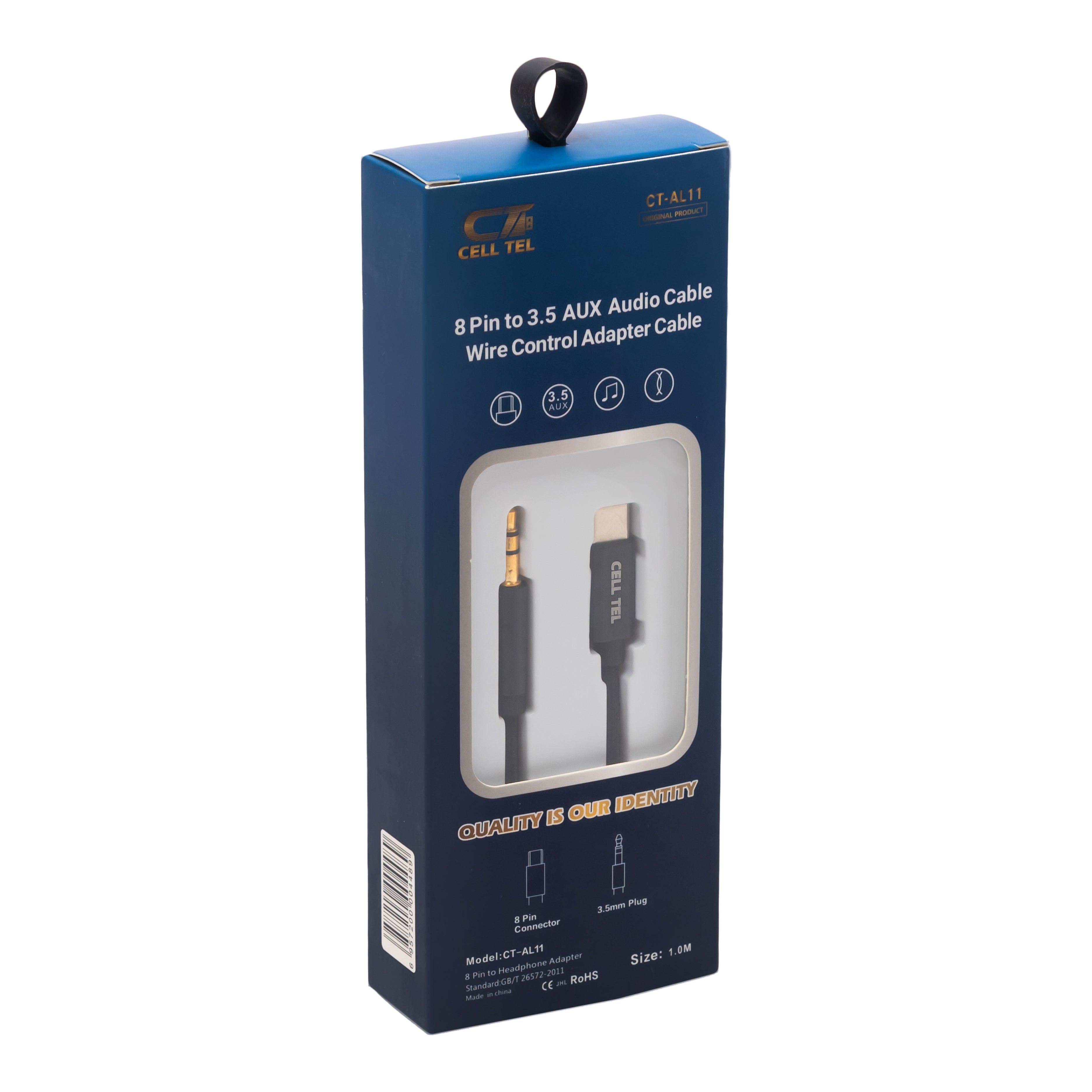 كابل صوت سل تل 8 Pin إلى 3.5 AUX، أسود - CT-AL11 كابل صوت سل تل 8 Pin إلى 3.5 AUX، أسود - CT-AL11